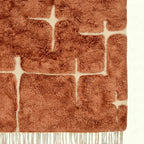 Terracotta and ivory Mrirt rug Tamurt border and fringe close-up