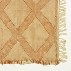 Terracotta and ivory Zanafi kilim rug Tiziriq with diamond medallions, diamond medallions pattern detail