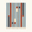 Blue Zanafi Kilim rug Tifernine with offset navy and rust stripes, full rug view