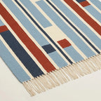 Blue Zanafi Kilim rug Tifernine, offset line edge detail