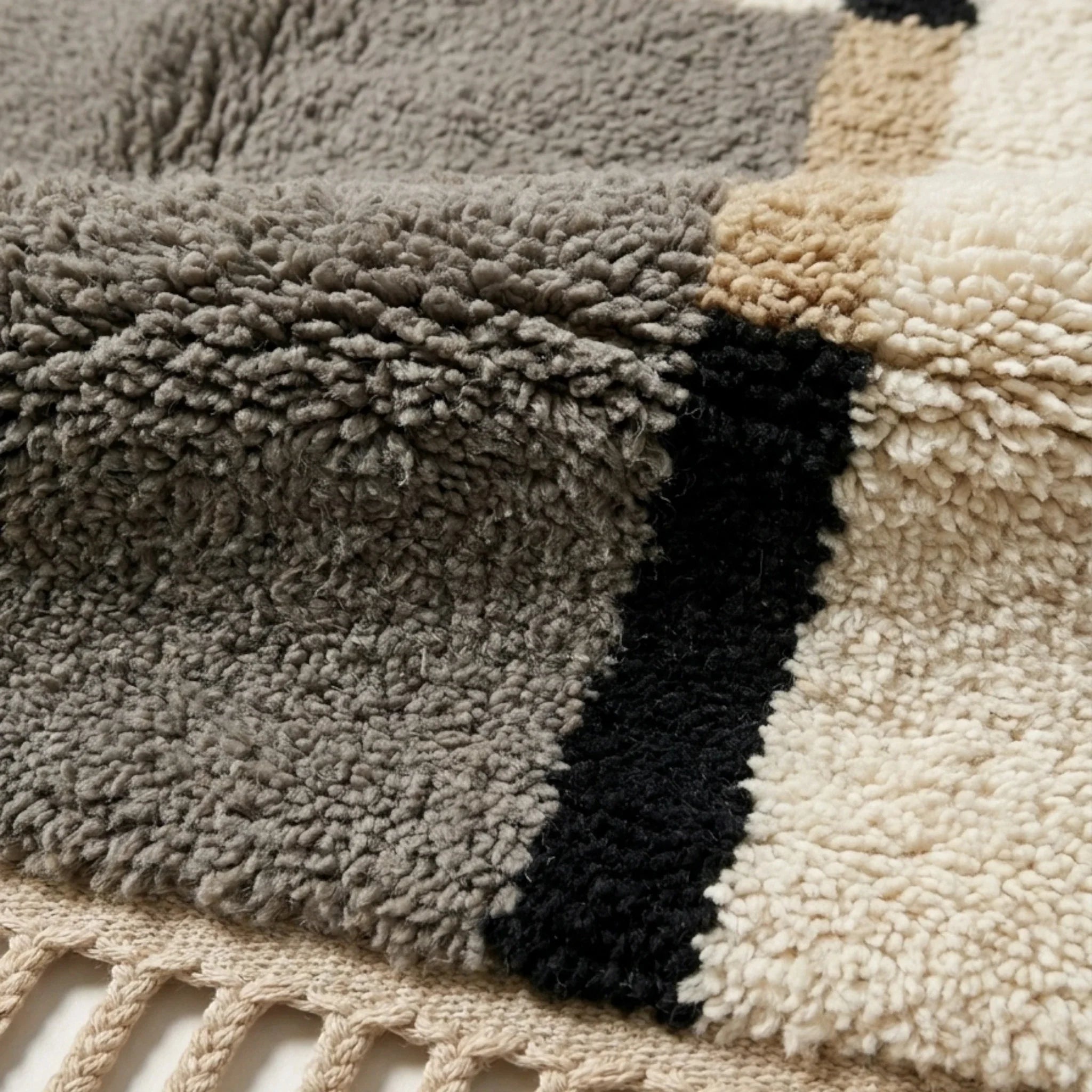 Tifsa taupe Beni Ourain rug pattern detail
