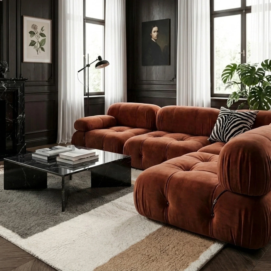Tifsa taupe Beni Ourain rug in a modern interior