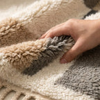 Tifsa taupe Beni Ourain rug plush wool softness detail