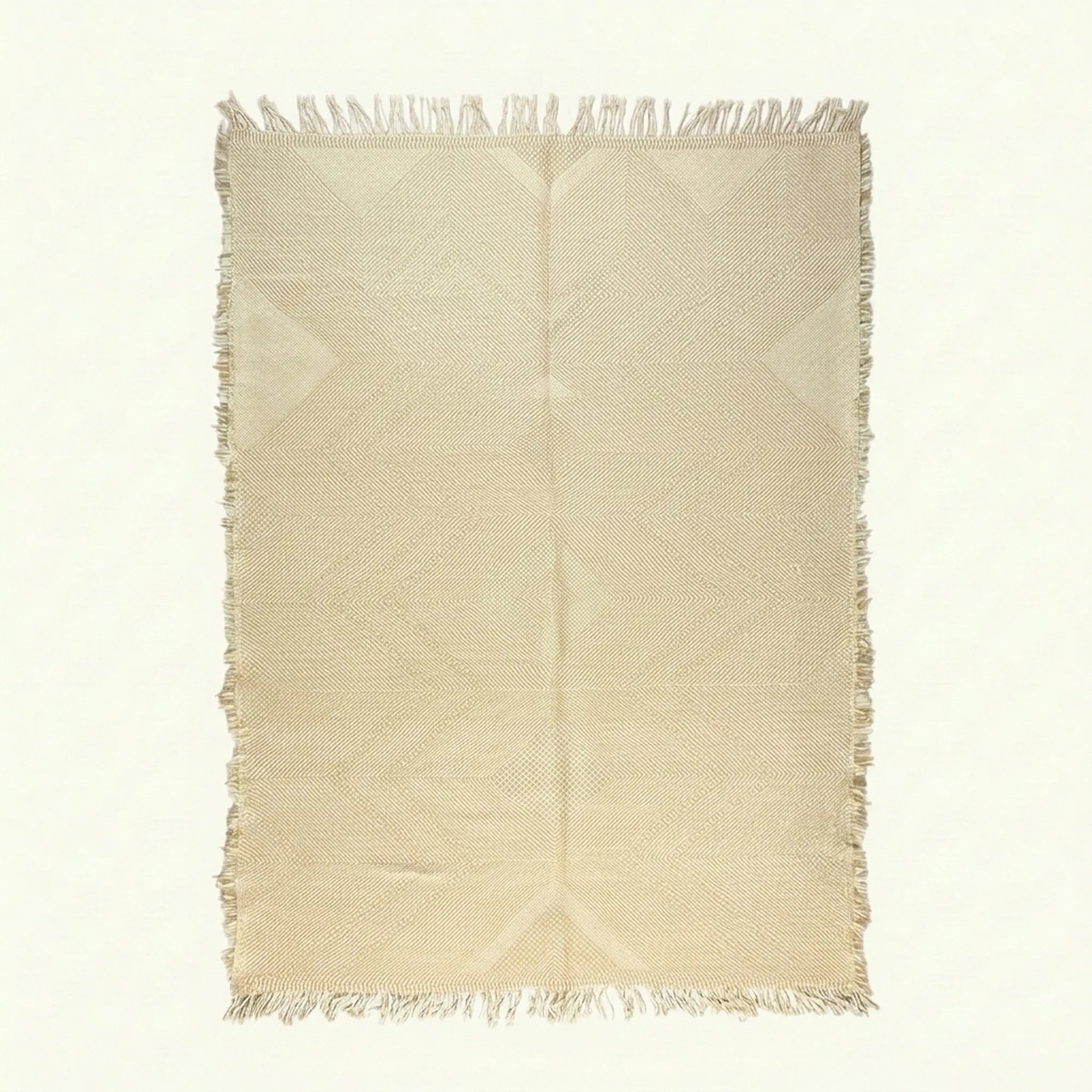 Ivory Zanafi Kilim rug Tighza with minimal tonal texture, full rug view