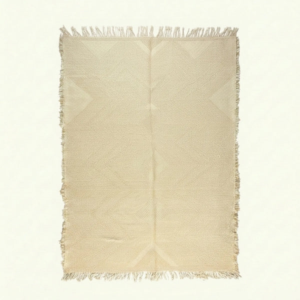 Ivory Zanafi Kilim Rug – Minimal Texture – Tighza