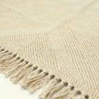 Ivory Zanafi Kilim rug Tighza with minimal tonal texture, weave and border detail