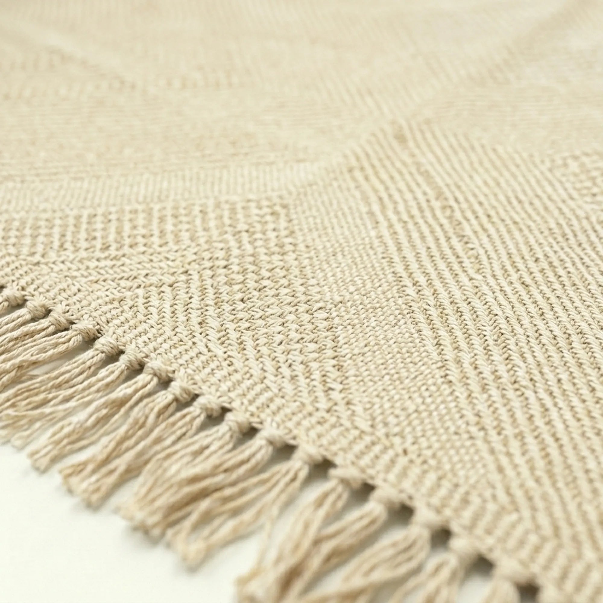 Ivory Zanafi Kilim rug Tighza with minimal tonal texture, weave and border detail