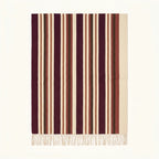 Burgundy Zanafi Kilim rug Tinghir with taupe and ivory fine stripes, full rug view