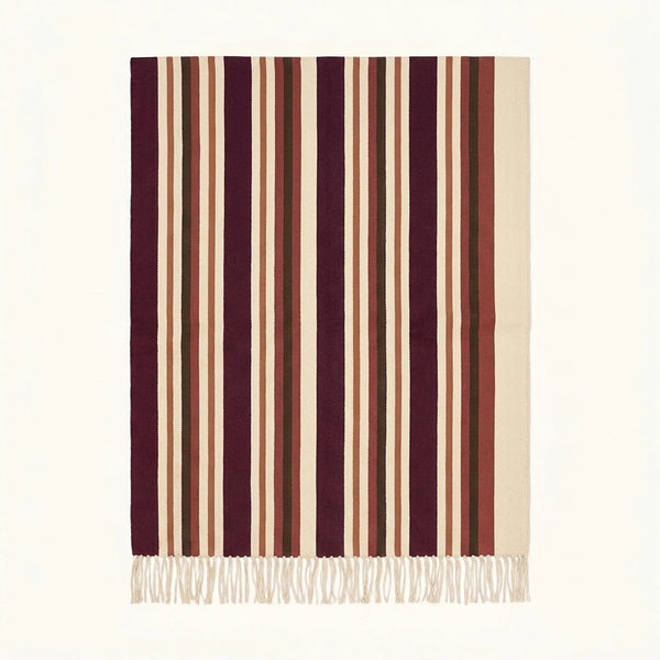 Burgundy Zanafi Kilim Rug – Fine Stripes – Tinghir