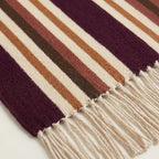 Burgundy Zanafi Kilim rug Tinghir, fringe and stripe detail