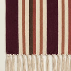 Burgundy Zanafi Kilim rug Tinghir, handwoven fringe detail