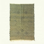 Olive Zanafi Kilim rug Tissint with linear diamond pattern, full rug view