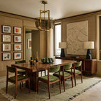 Olive Zanafi Kilim rug Tissint with linear diamond pattern, lifestyle room view
