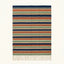 Navy Zanafi Kilim rug Toundout with terracotta and sage stripes, full rug view