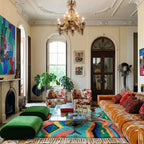 Anir colorful Boujaad rug styled in an interior setting.