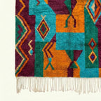 Fringe and edge detail of the Azru turquoise Boujaad rug.