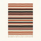 Terracotta Zanafi rug Zagora with horizontal stripes, full rug view