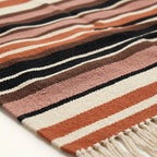 Terracotta Zanafi rug Zagora stripe pattern and flat weave detail