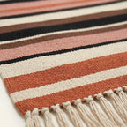 Terracotta Zanafi rug Zagora striped border and fringe detail